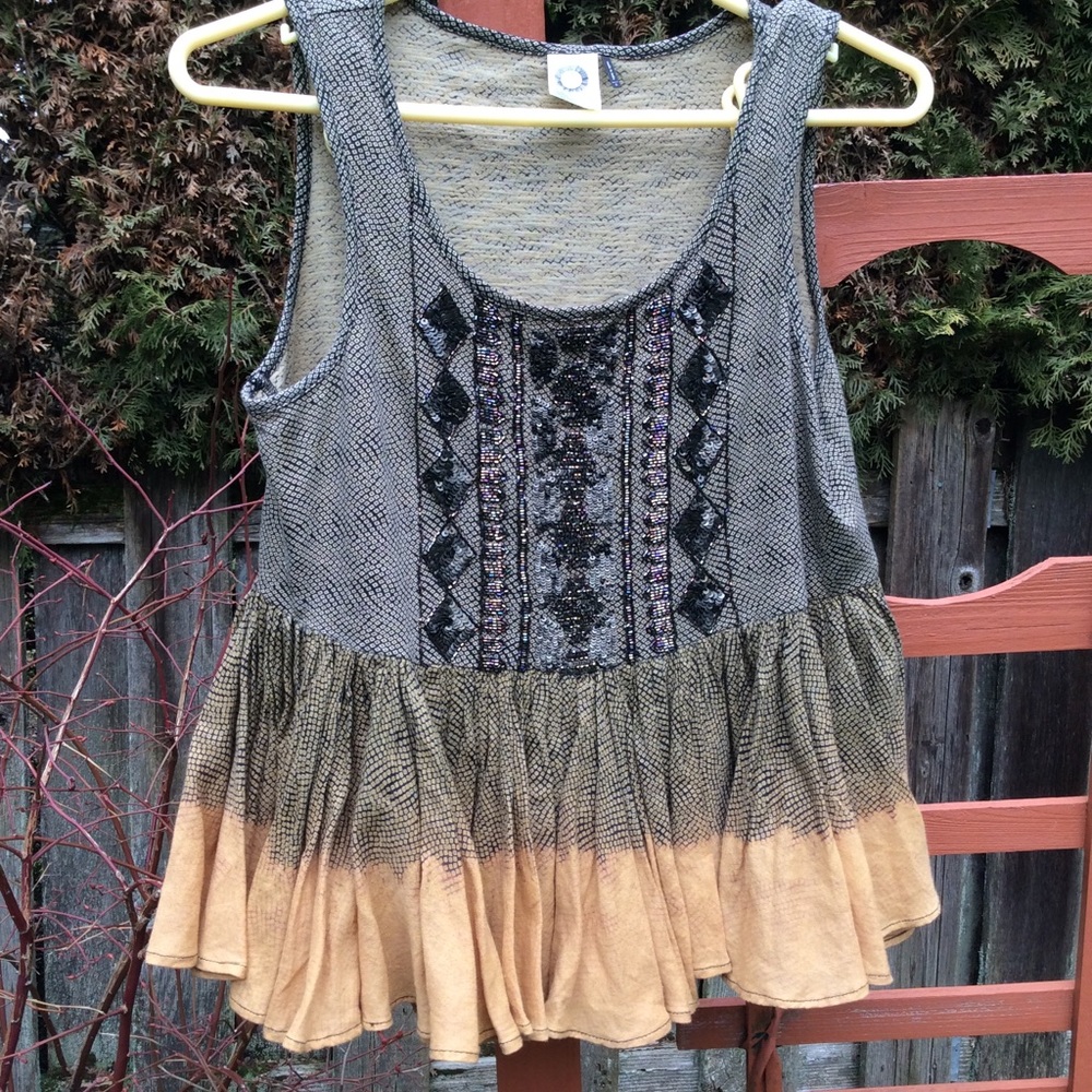 Akemi + kin boho peplum top beaded, flared